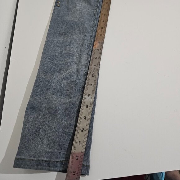 V. Cristina Studded Tapered Blue Jeans, Women's Sz 2, Details Light Distressing - Picture 6 of 7
